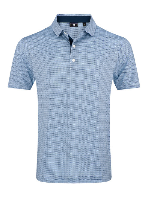 FootJoy Tee Geo Print Lisle Polo Shirt (Athletic Fit) - Navy