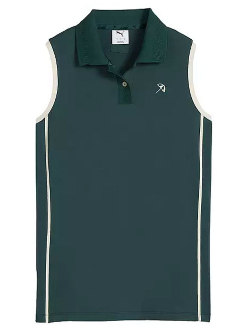 Puma x Arnold Palmer Womens Modalon Piped Sleeveless Polo - Forest Green