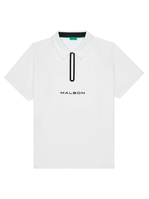 Malbon Performance Zip Raglan Polo - White