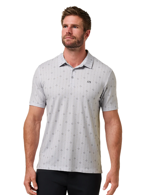 TravisMathew Featherweight Deco Polo - Heather Light Grey