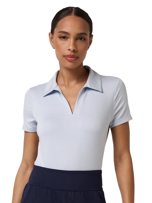 TravisMathew Women's Skyloft Light SS Polo - Heather Halogen Blue