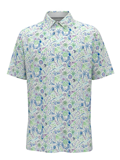 Callaway Nautical Conversational Print Polo - Bright White
