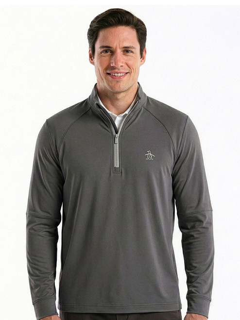 Original Penguin Mixed Media 1/4-Zip Pullover - Quiet Shade