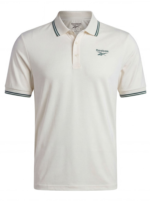 Reebok Solid Performance Polo Shirt - Chalk/Deep Sea/Metal Green