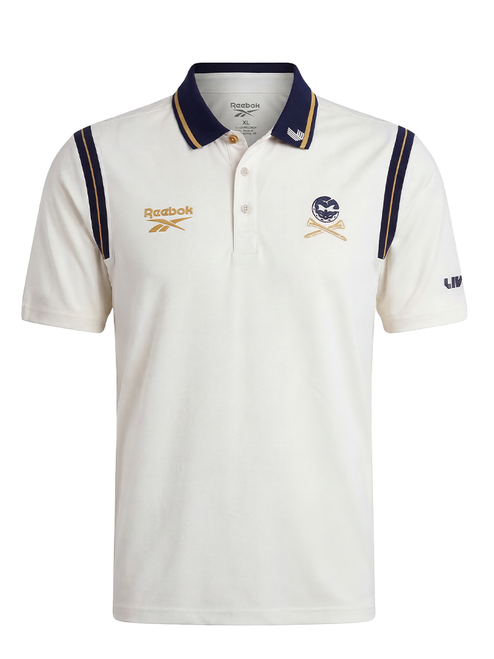 Reebok 'Crushers' Varsity Polo Shirt - Vintage Chalk/Vector Navy/Trophy Gold
