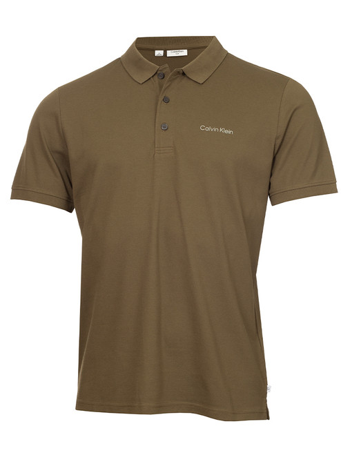 Calvin Klein Brookview Cotton Blend Pique Polo - Olive Green