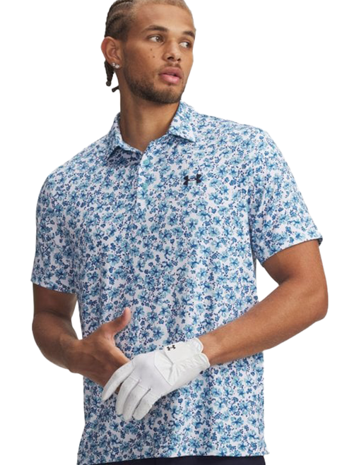Under Armour Playoff 3.0 Printed Polo - White/Varsity Blue