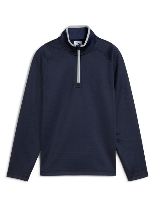 Puma Junior Boys Waffle Fleece 1/4 Zip - Deep Navy