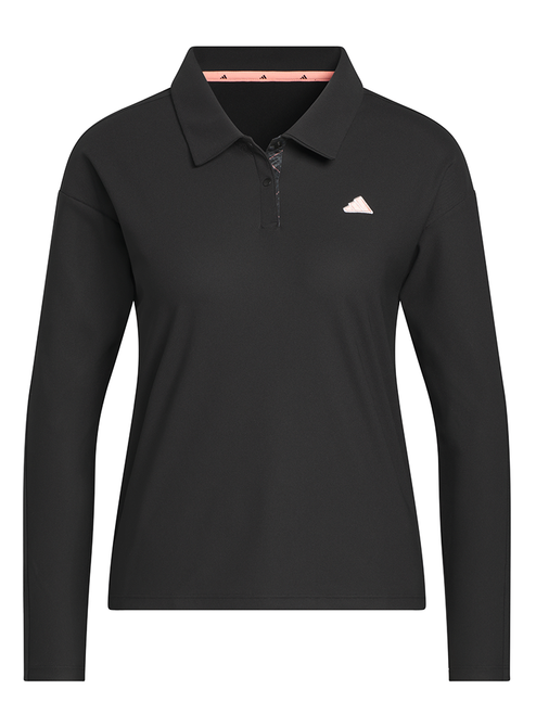 adidas Womens Climacool 3-Stripes Long Sleeve Polo - Black