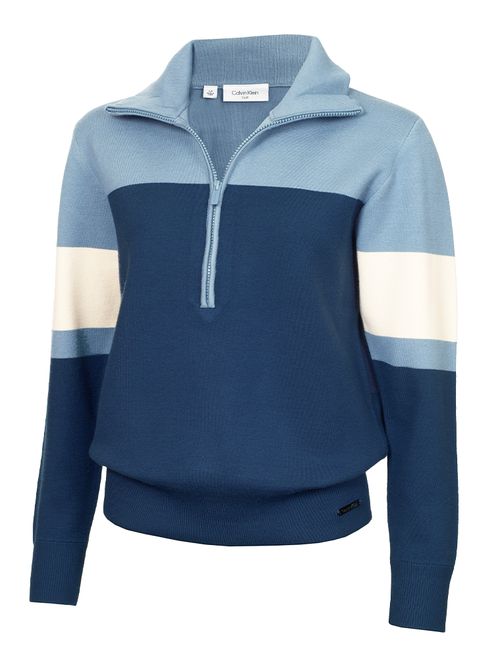 Calvin Klein Womens Neve Knit 1/2 Zip Sweater - Dark Denim