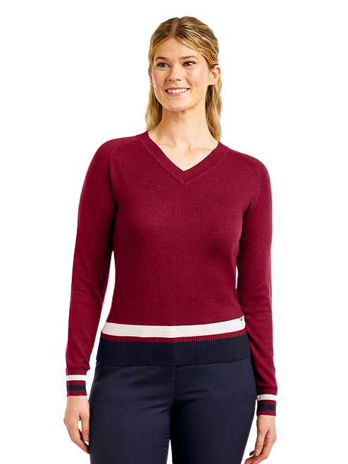 Nivo Womens Sofia V-Neck Sweater - Cherry