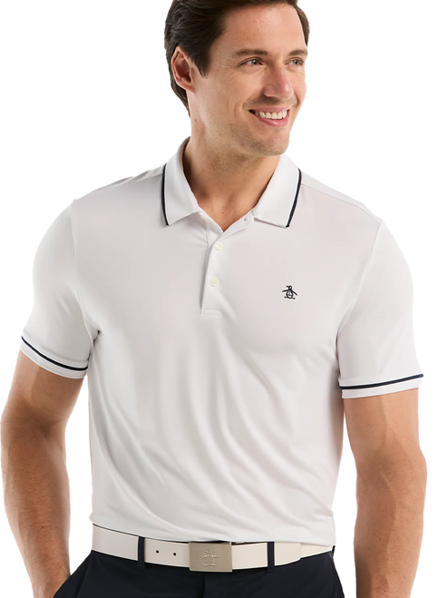 Original Penguin Contrast Tipping Solid Golf Polo - Bright White
