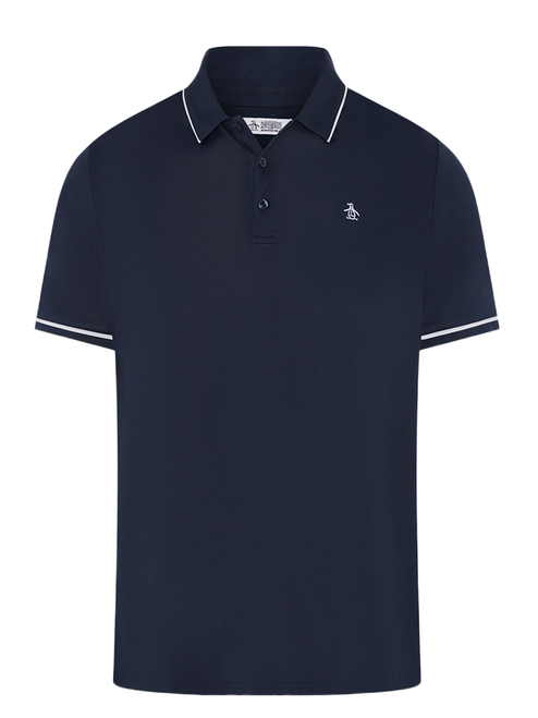 Original Penguin Contrast Tipping Solid Golf Polo - Black Iris