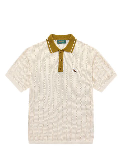 Walker Golf Things Kooka Knit Polo - Cream/Mustard