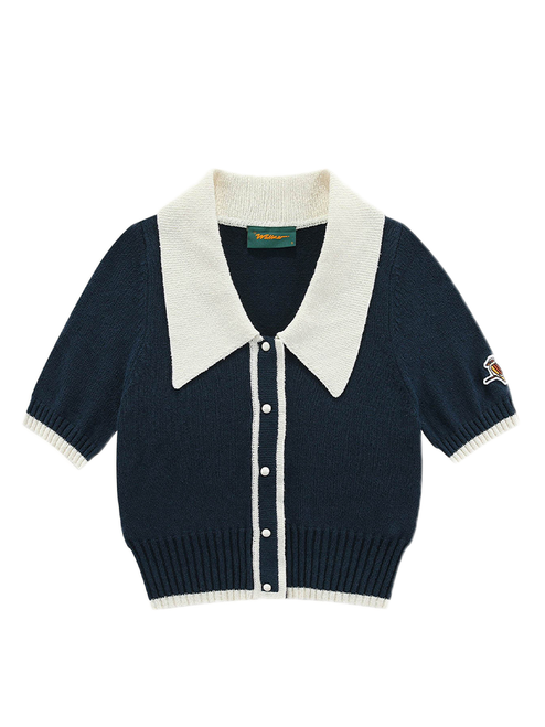 Walker Golf Things Womens Riviera Knitted Polo - Navy/White