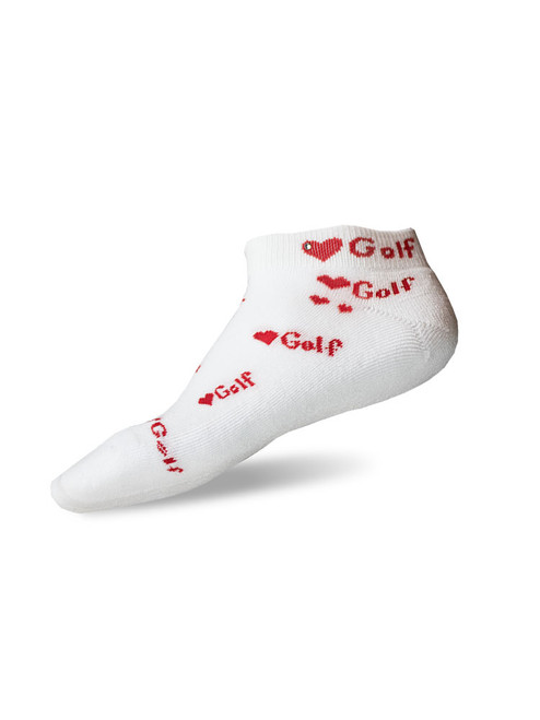 On The Tee Swarovski Crystal Love Golf Ladies Socks - White/Red