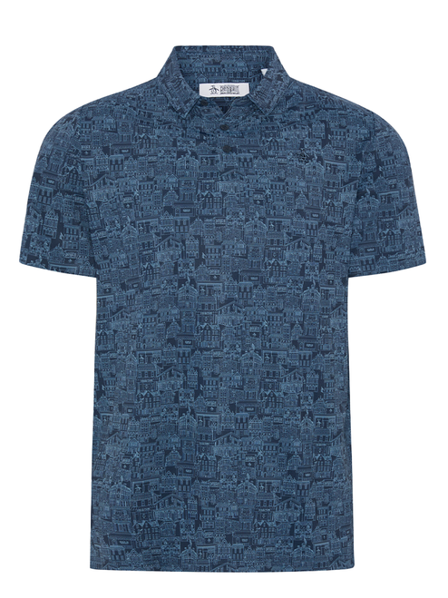 Original Penguin About Town Printed Polo - Black Iris