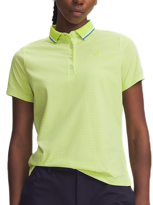 Under Armour Women's ArmourDry Printed Polo - Green Citrine/White