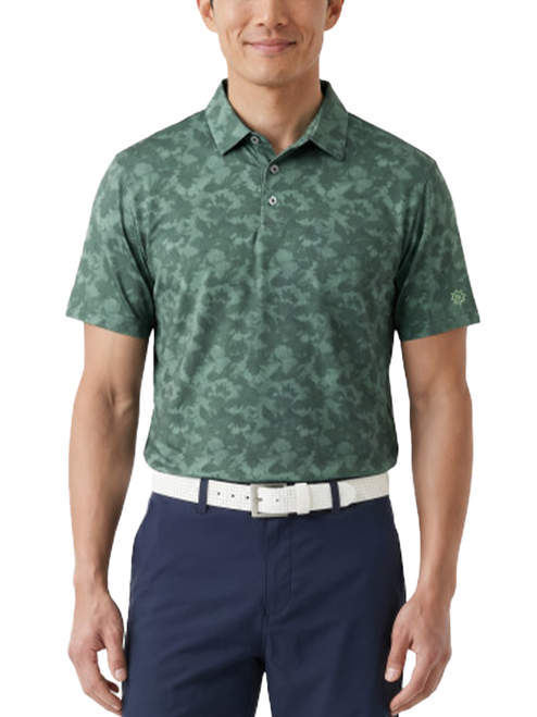 Ben Hogan Defused Floral Print Polo - Deep Sea