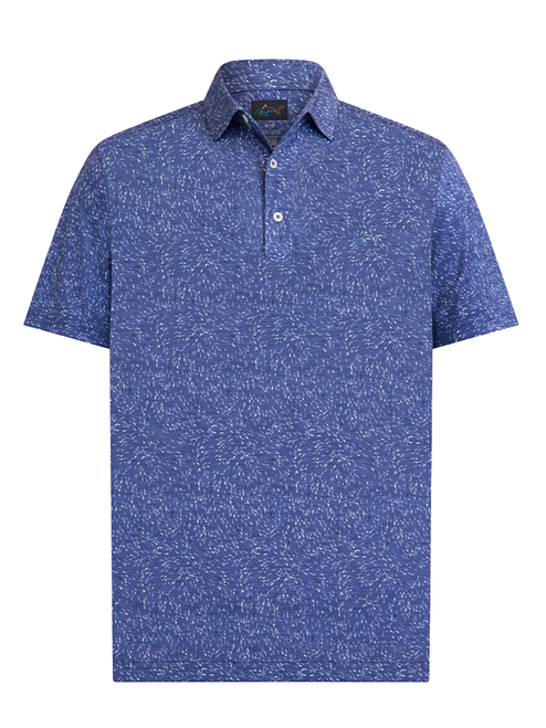 Greg Norman Shark Frenzy Print Polo - Medallion Blue