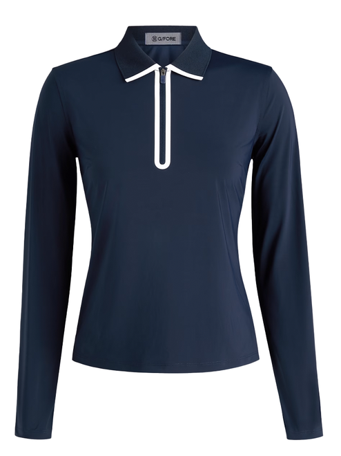 G/FORE Women's Silky Tech Nylon Long Sleeve 1/4 Zip Polo - Twilight