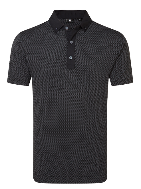 FootJoy Star Geo Jacquard Polo Shirt (Athletic Fit) - Black