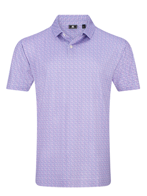 FootJoy Floral Mark Lisle Polo Shirt (Athletic Fit) - Black/Vivid Violet/Pink
