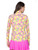 IBKUL Calista Print Long Sleeve Mock Neck Top - Hot Pink Multi