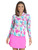 IBKUL Paddy Print Long Sleeve Mock Neck Top - Hot Pink Multi