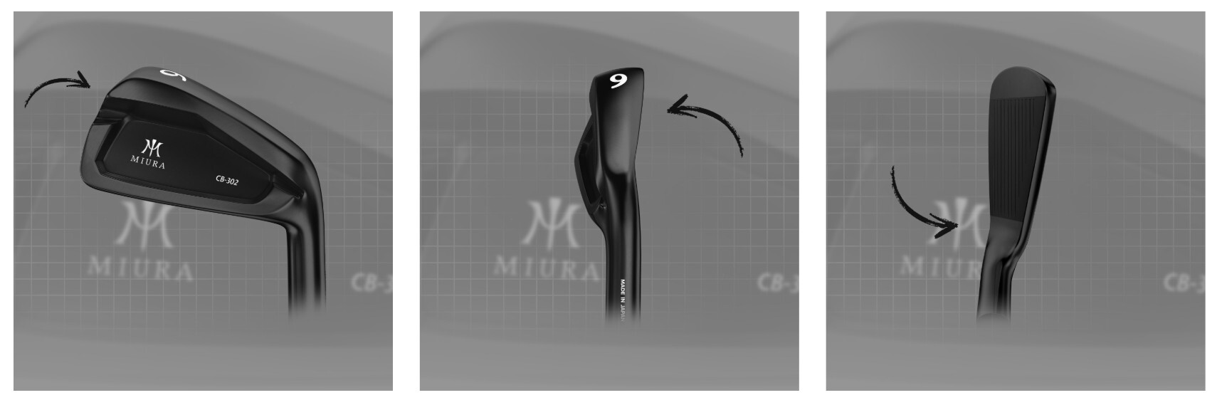 Miura CB-302 Black Irons - Axiom Graphite Shaft