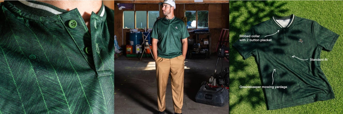Walker Golf Things Lawn Stripe Blade Polo - Forest
