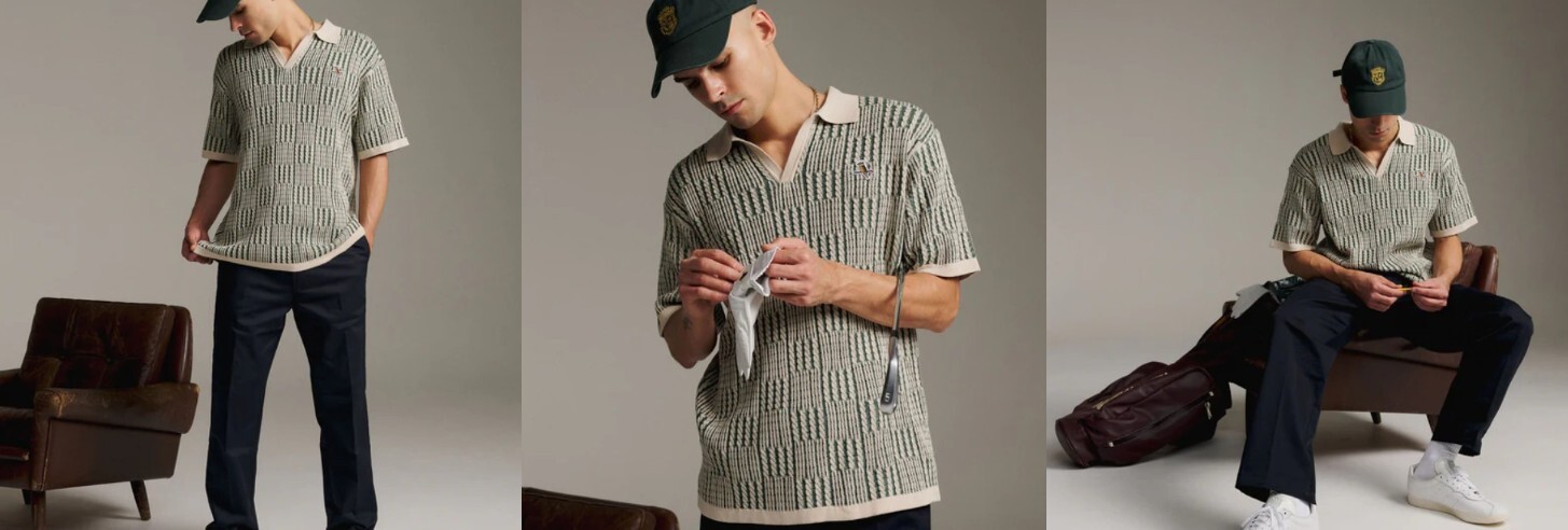 Walker Golf Things Cable Check Polo - Forest