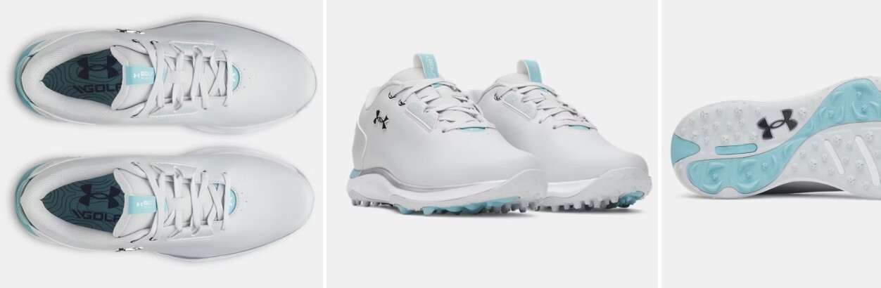 Under Armour Women's Drive Fade 2 SL Golf Shoes - White/Metallic Silver