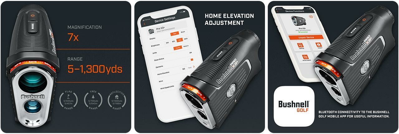 Bushnell Pro X3+ Rangefinder Features - Magnification + Home Elevation + Golf App