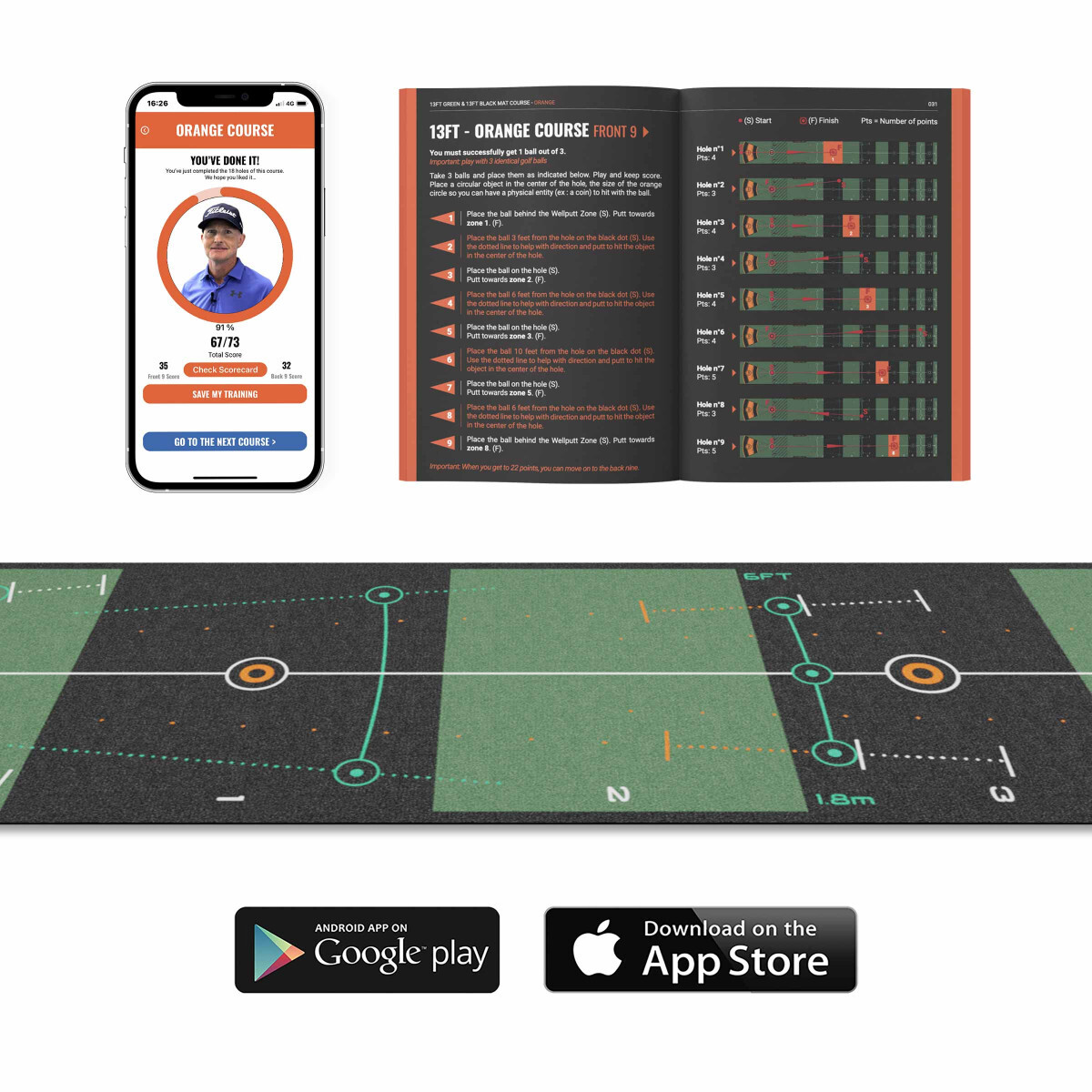 WellPutt 13ft Putting Mat - Green