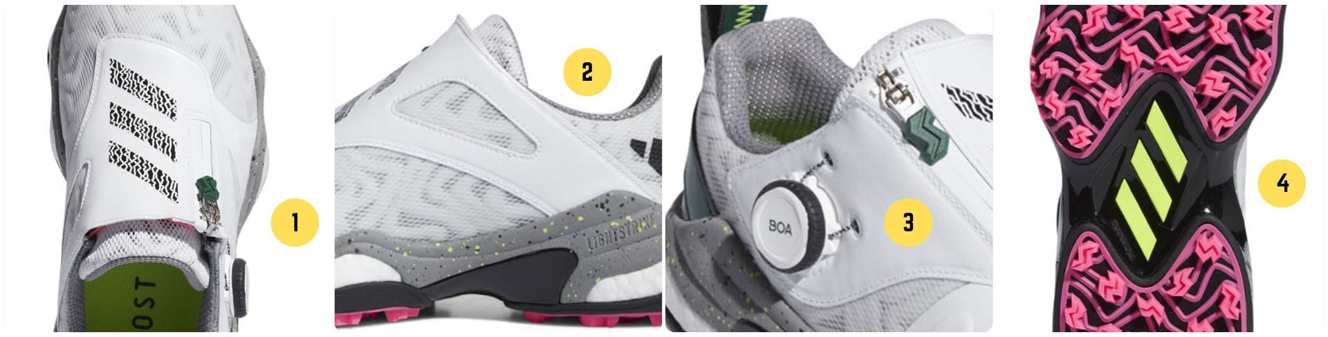 adidas Codechaos BOA 25 Spikeless Golf Shoes - Ftwr White/Core Black/Col. Green