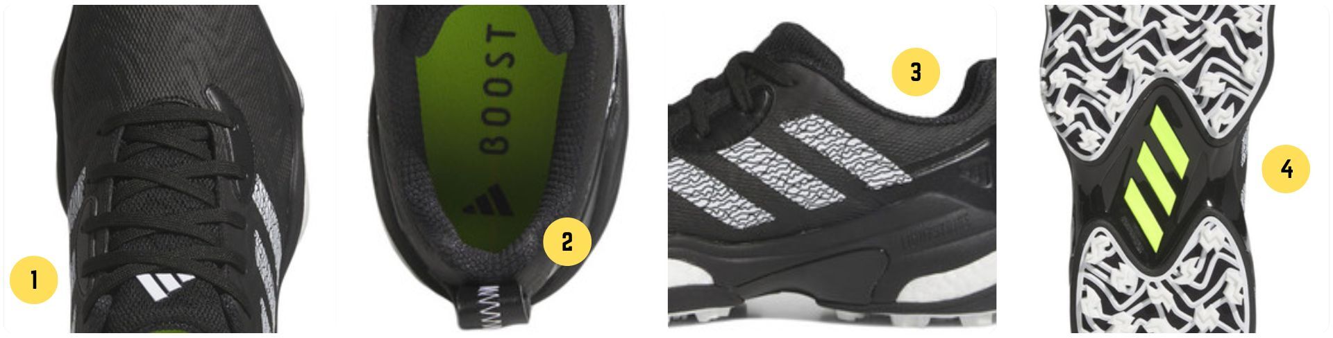 adidas Codechaos 25 Spikeless Golf Shoes - Core Black/Ftwr White/Lucid Lemon