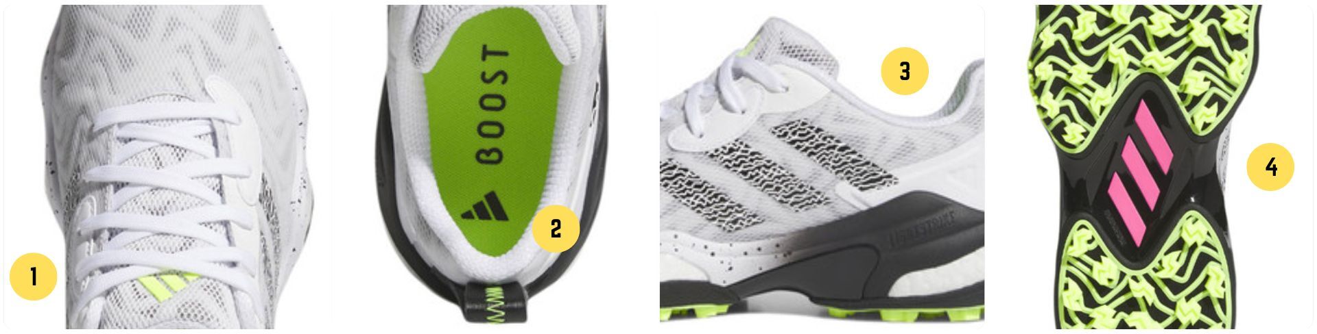 adidas Codechaos 25 Spikeless Golf Shoes - Ftwr White/Core Black/Lucid Lemon