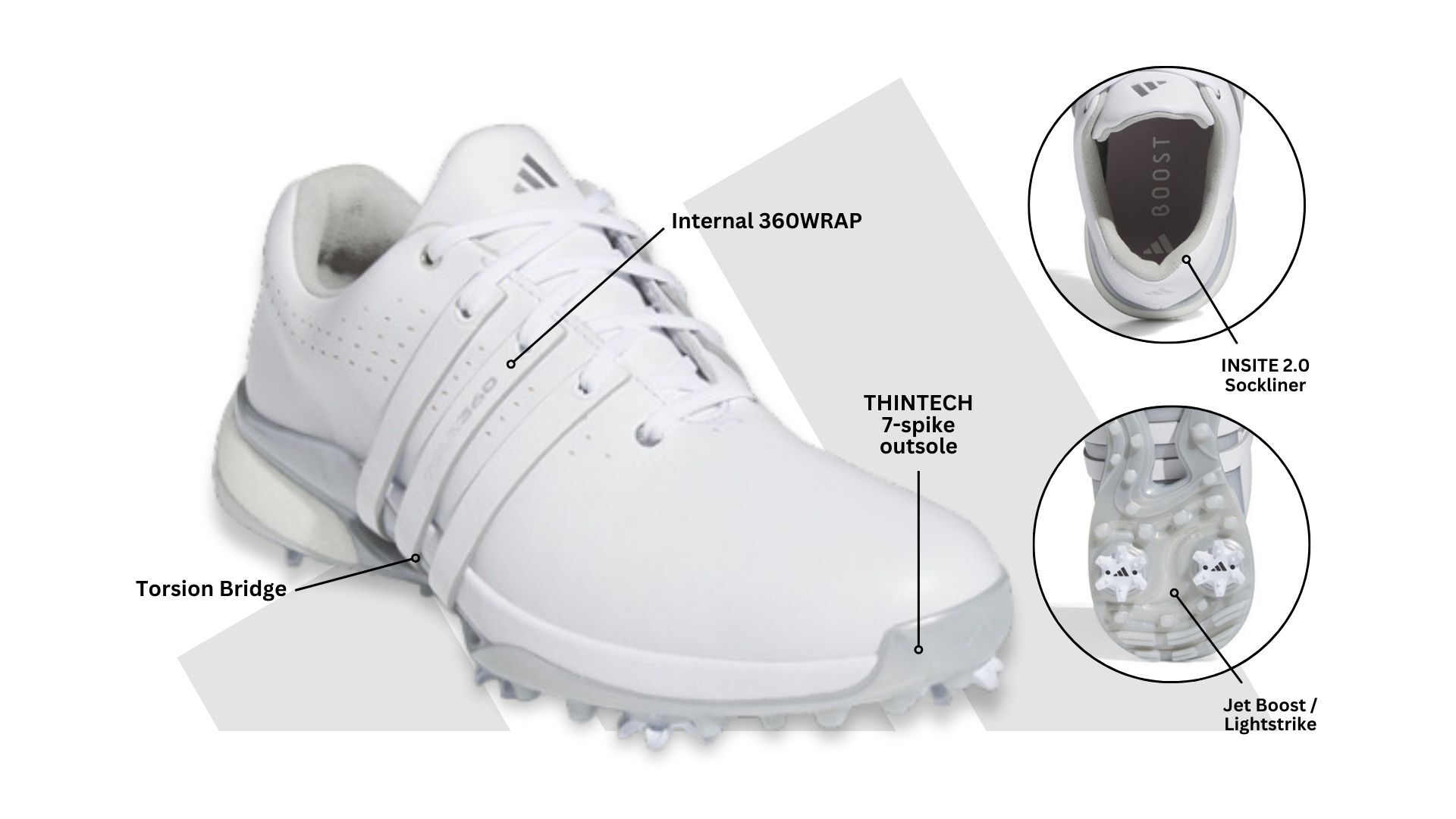 adidas Women's Tour360 24 Boost Golf Shoes - Ftwr White/Silver Met.