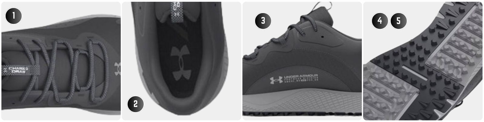 Under Armour Charged Draw 2 Spikeless Golf Shoes - Black/Mod Grey