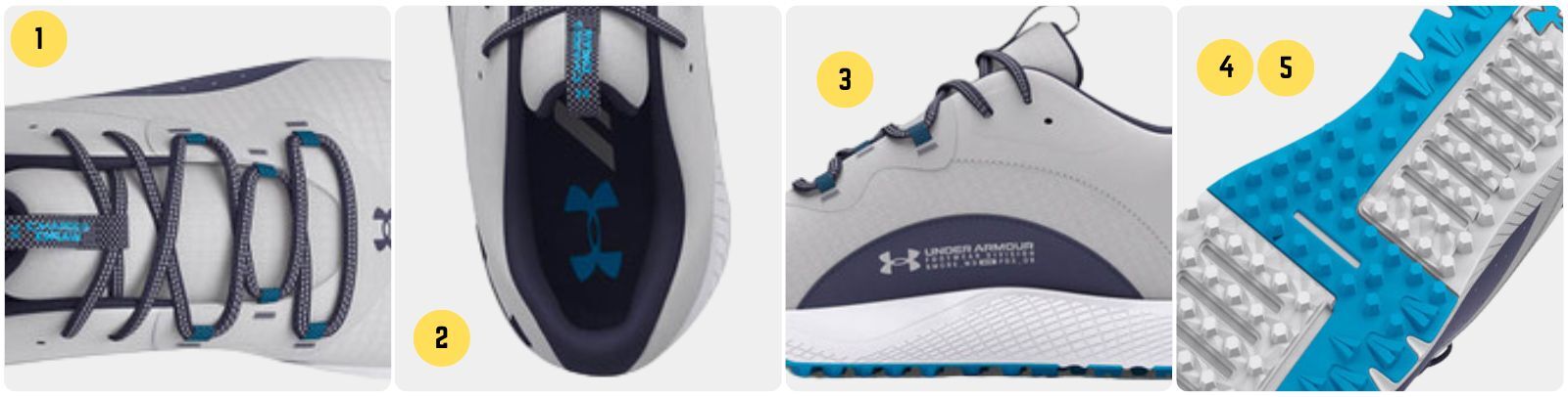 Under Armour Charged Draw 2 Spikeless Golf Shoes - Halo Grey/Capri