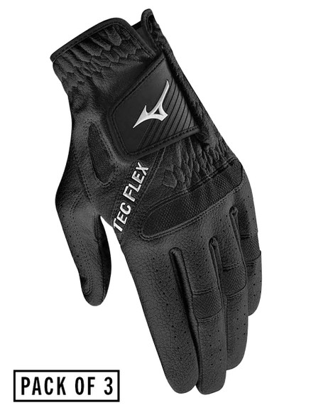 Mizuno TecFlex Pack Of 3 Golf Gloves - Black | GolfBox