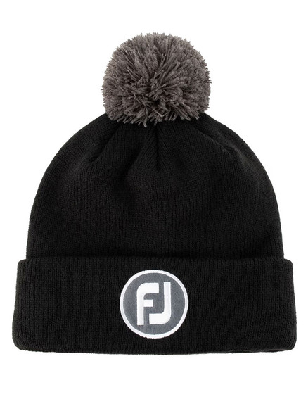 FootJoy Winter Solid Colour Pom Pom Beanie - Black BEANIE-FJ3