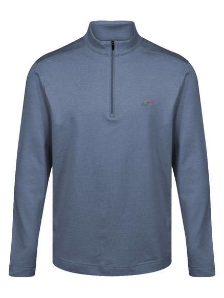 Greg Norman Tech Performance Heather 1/4 Zip Pullover - Bijou Blue ...