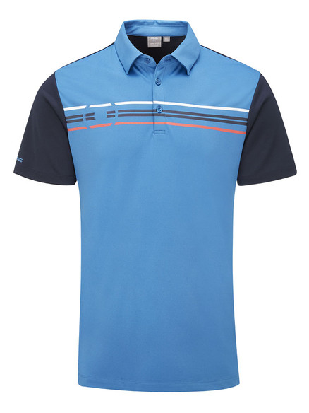 Ping Morten Tailored Fit Polo - Danube/Navy Multi SHIRT-PG3