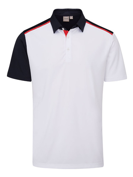 Ping Mack Tailored Fit Polo - White/Navy Multi | GolfBox