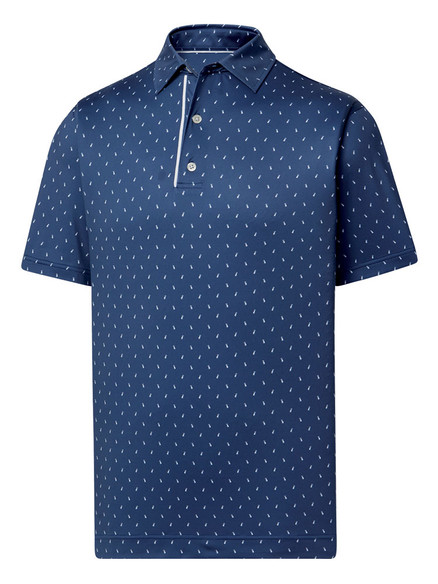 FootJoy Golf Bag Print Lisle Golf Shirt (Athletic Fit) - Navy/White ...