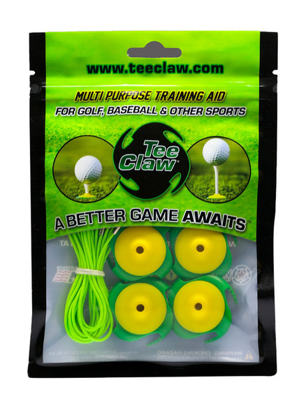 Tee Claw Tee Holder & Training Aid 4 Pack - Yellow/Green