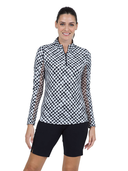 IBKUL Women's Arya Long Sleeve Mock Neck Top - Turquoise Multi main image 1