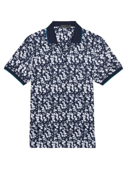 G/FORE Blossom Rib Collar Tech Jersey Slim Fit Polo - Twilight